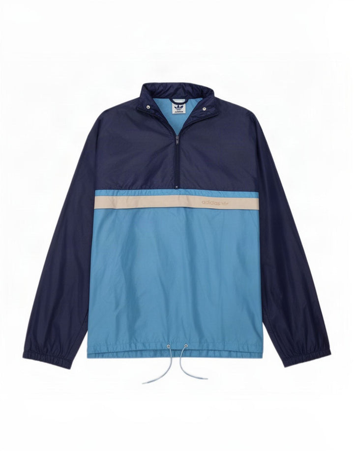 Adidas Mens Loose Fit Pullover Tracksuit Top Small Blue Colourblock