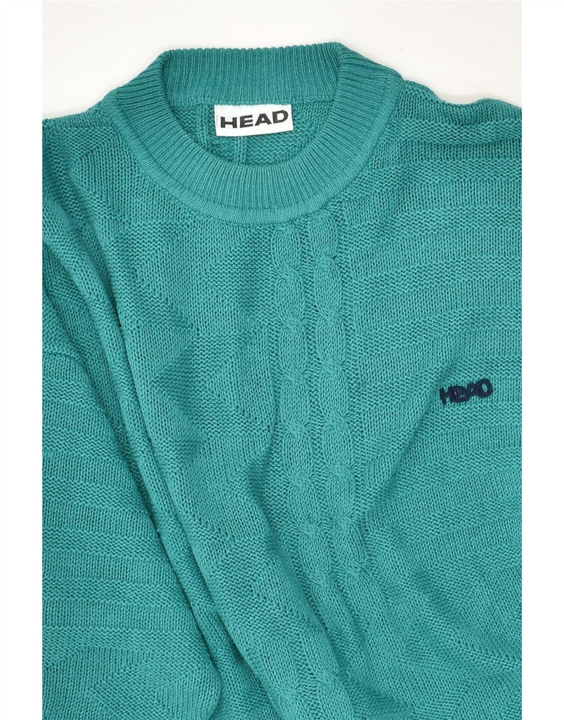 VINTAGE Womens Crew Neck Jumper Sweater UK 16 Large Turquoise Cotton | Vintage Vintage | Thrift | Second-Hand Vintage | Used Clothing | Messina Hembry 