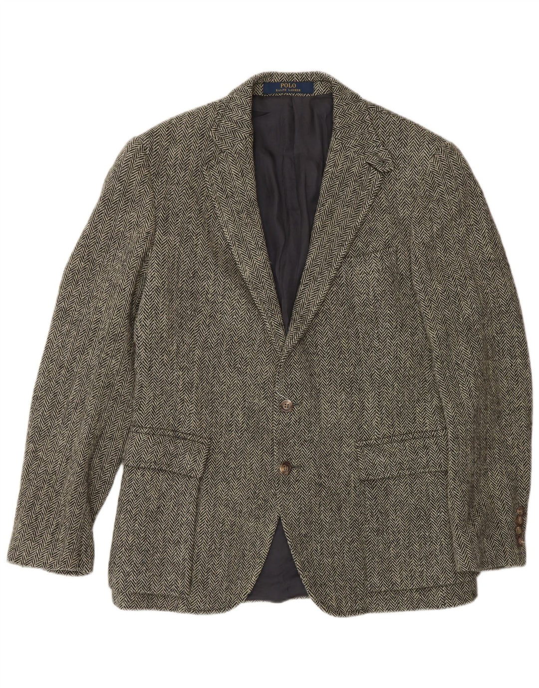 Polo Ralph Lauren Mens 2 Button Blazer Jacket US 40 Large Grey Chevron Wool