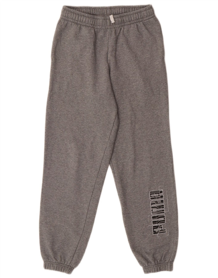 Puma Boys Graphic Tracksuit Trousers Joggers 13-14 Years Grey Cotton