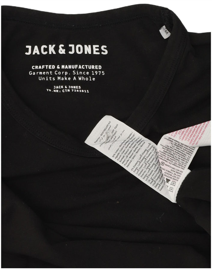 Jack & Jones Mens Top Long Sleeve Medium Black Cotton