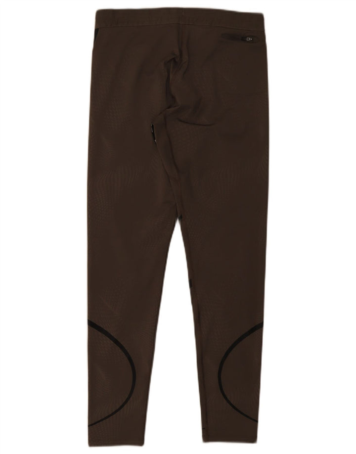 Nike Womens Dri Fit Leggings UK 12 Medium Brown Striped Polyester