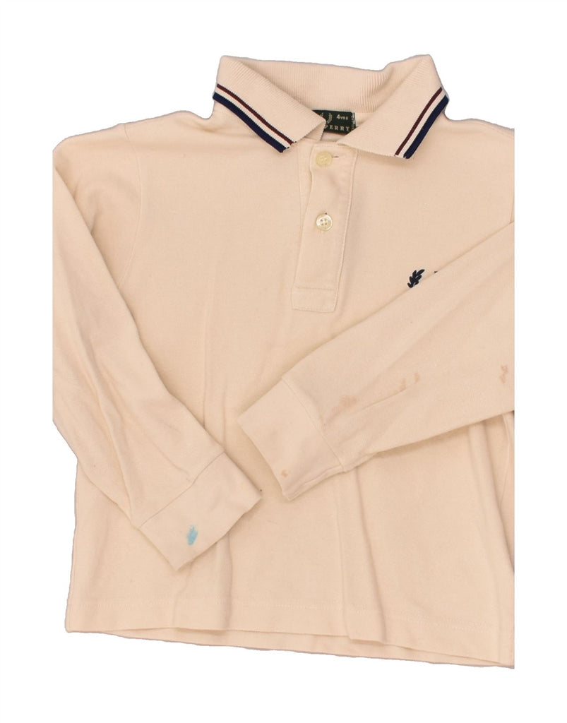 FRED PERRY Boys Long Sleeve Polo Shirt 3-4 Years Off White Cotton | Vintage Fred Perry | Thrift | Second-Hand Fred Perry | Used Clothing | Messina Hembry 