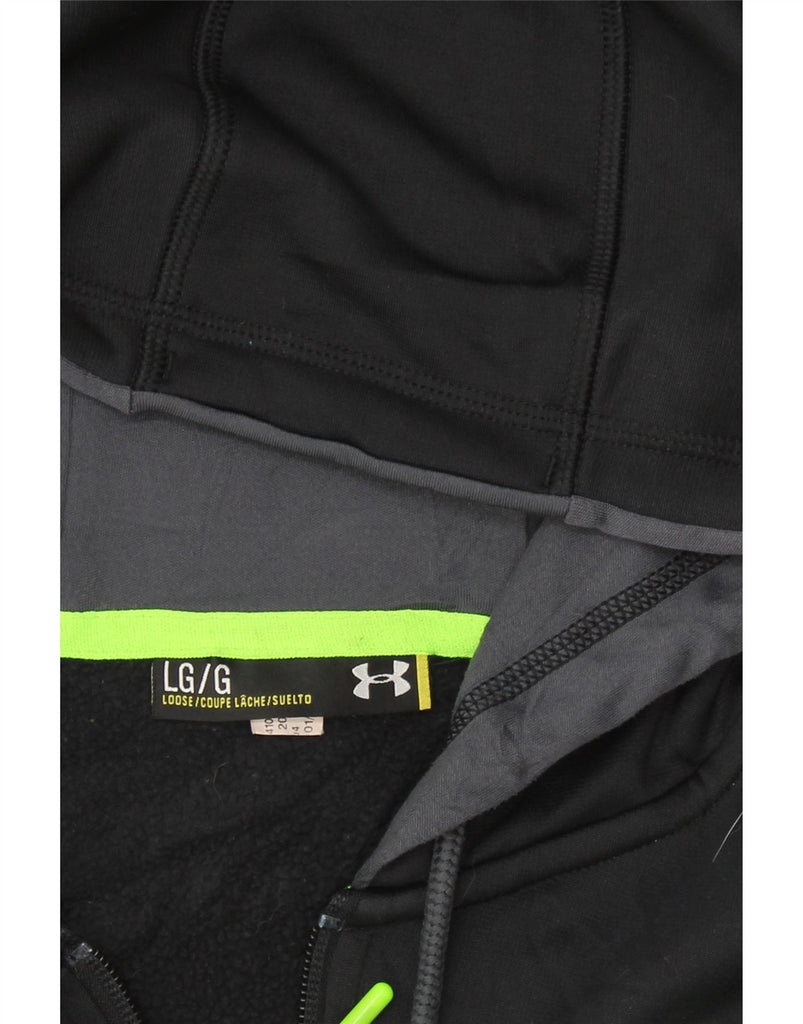 UNDER ARMOUR Mens Zip Hoodie Sweater Large Black Vintage Under Armour and Second-Hand Under Armour from Messina Hembry 
