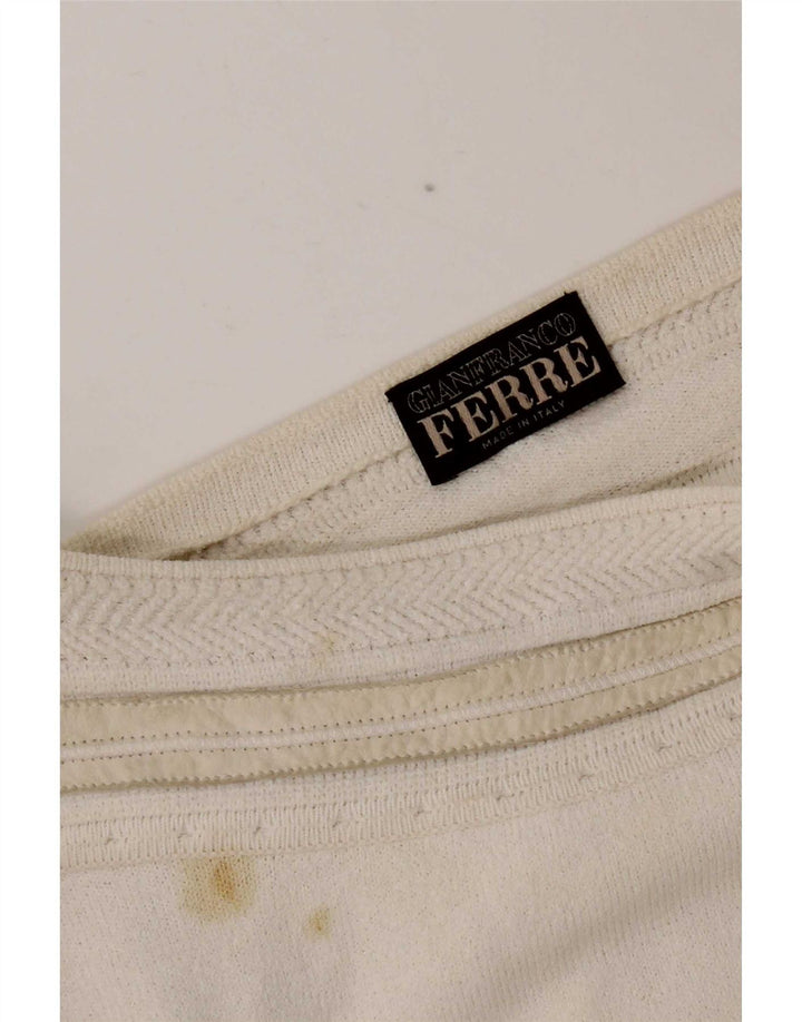 Gianfranco Ferre Womens Boat Neck Jumper Sweater UK 10 Small White