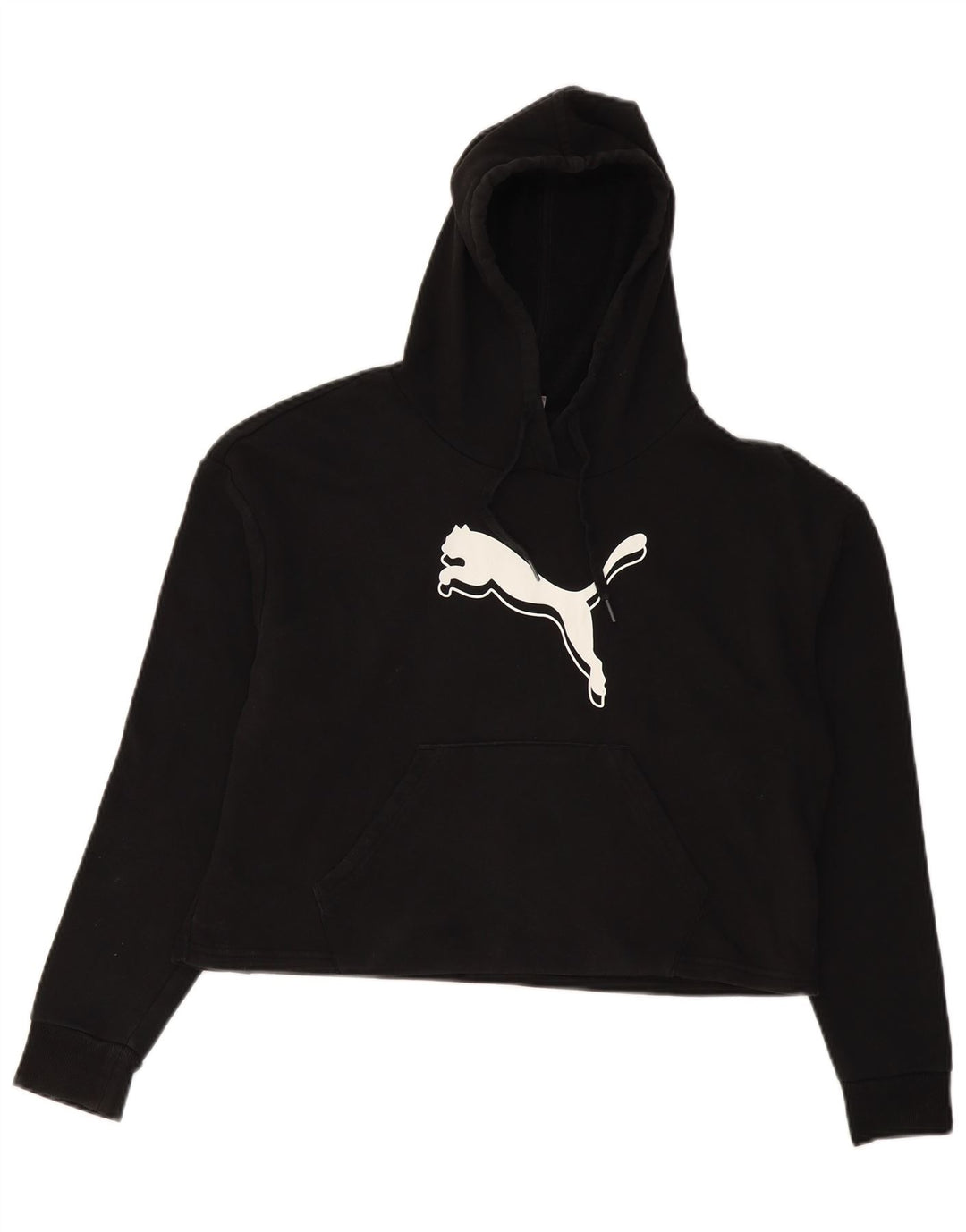 Puma Womens Oversized Crop Graphic Hoodie Jumper UK 10 Small Black