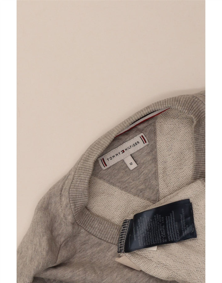 Tommy Hilfiger Boys Graphic Sweatshirt Jumper 11-12 Years Grey Flecked