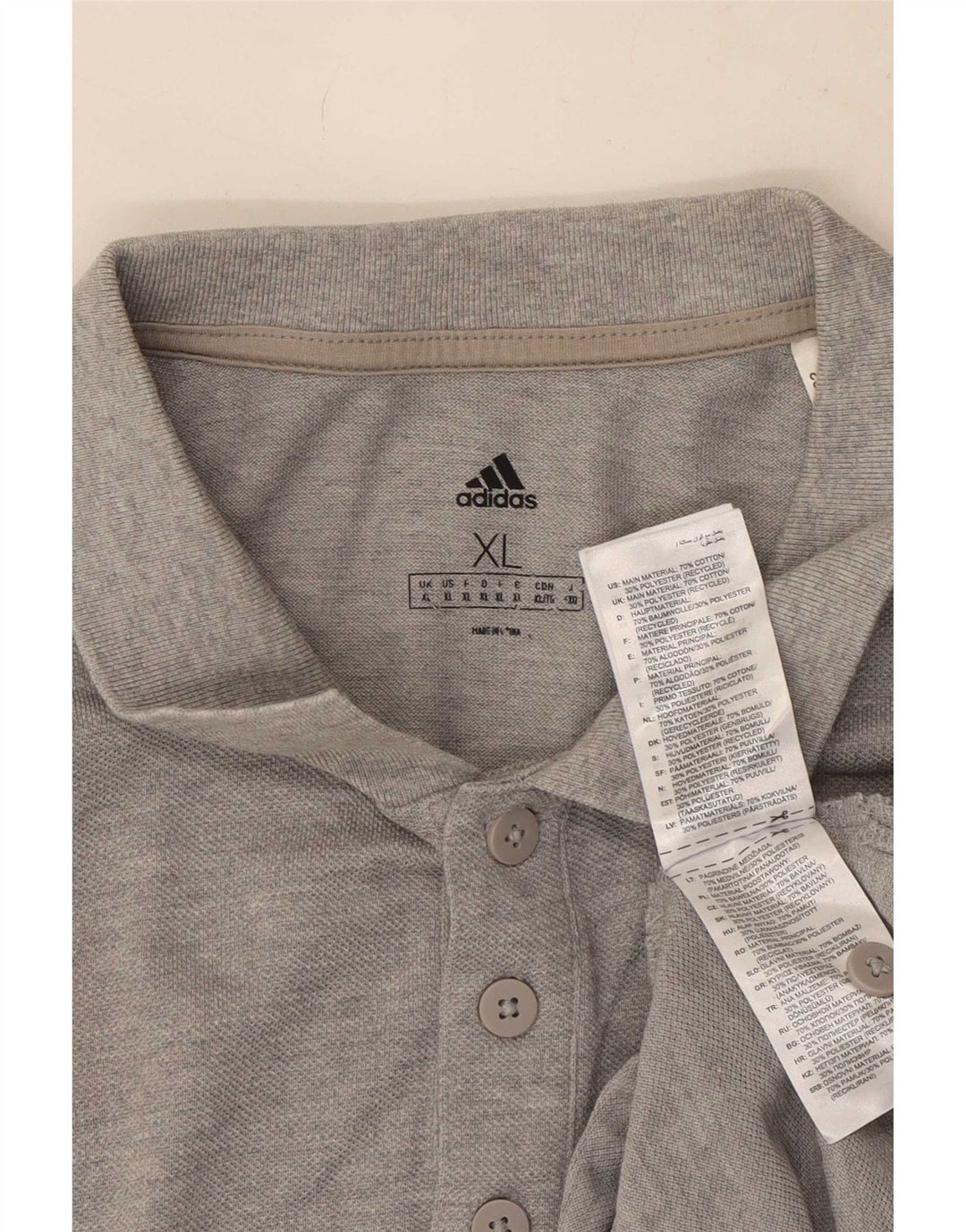 Adidas Mens Polo Shirt XL Grey Cotton