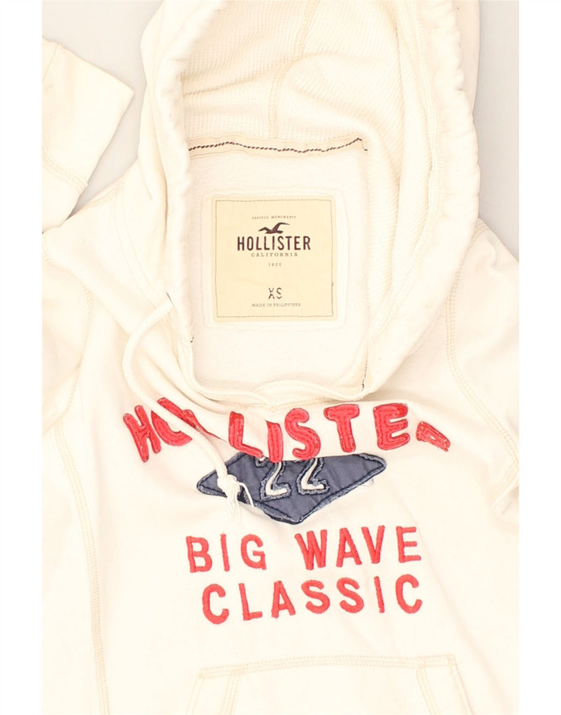 HOLLISTER Womens California Graphic Hoodie Jumper UK 4 XS White Cotton | Vintage Hollister | Thrift | Second-Hand Hollister | Used Clothing | Messina Hembry 