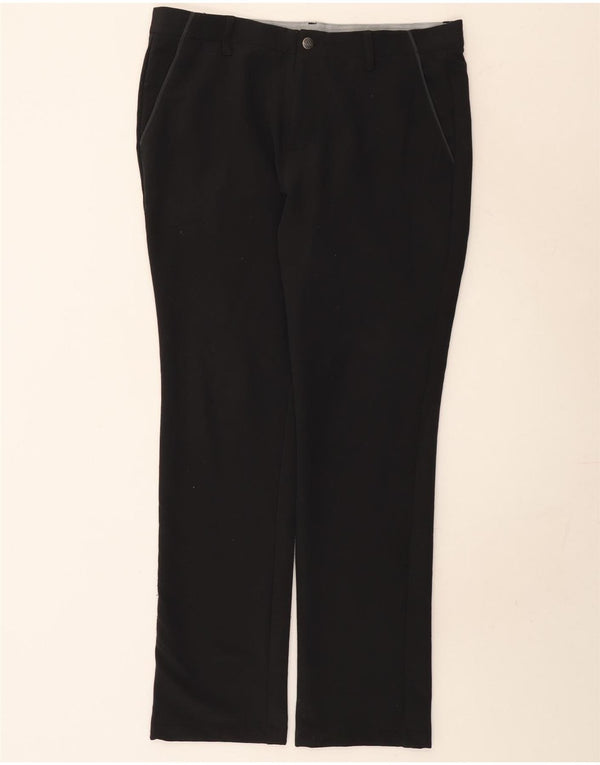 Adidas Mens Straight Chino Trousers W34 L32 Black Polyester