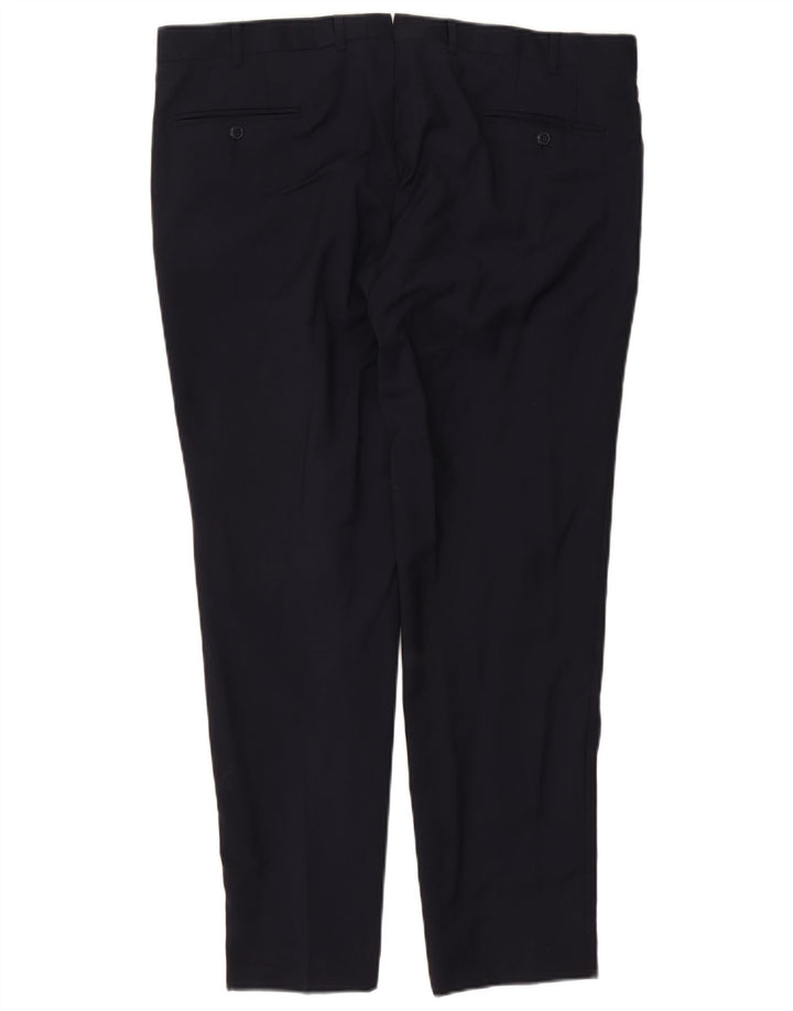Vintage Mens Slim Suit Trousers W40 L30 Navy Blue