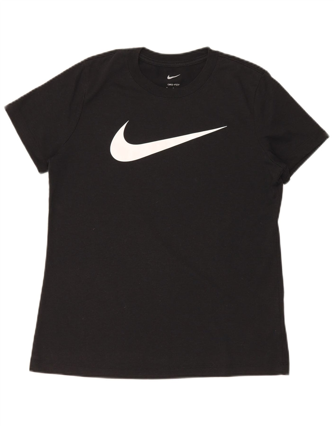 Nike Womens Dri Fit Graphic T-Shirt Top UK 14 Medium Black Polyester