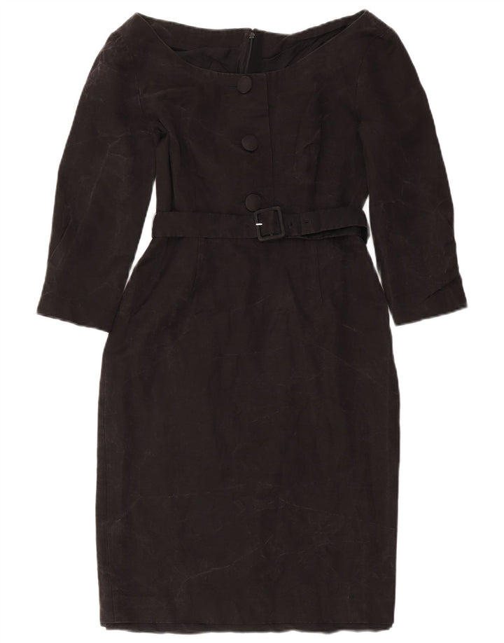 Prada Womens 3/4 Sleeve Sheath Dress IT 40 Small Black Cupro