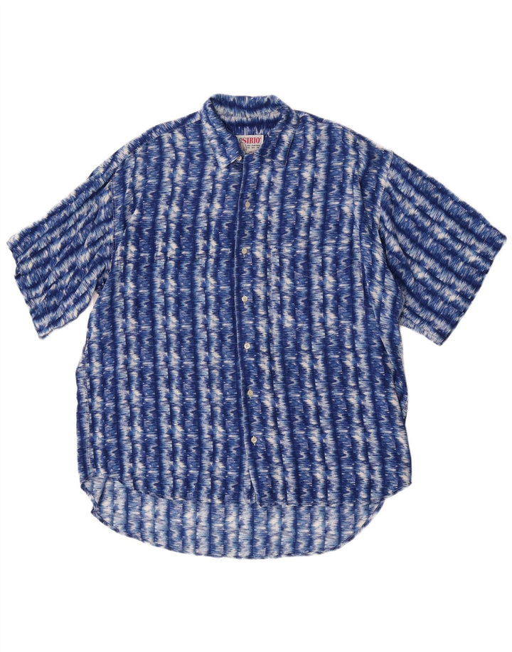 Sirio Mens Abstract Pattern Short Sleeve Shirt Large Blue