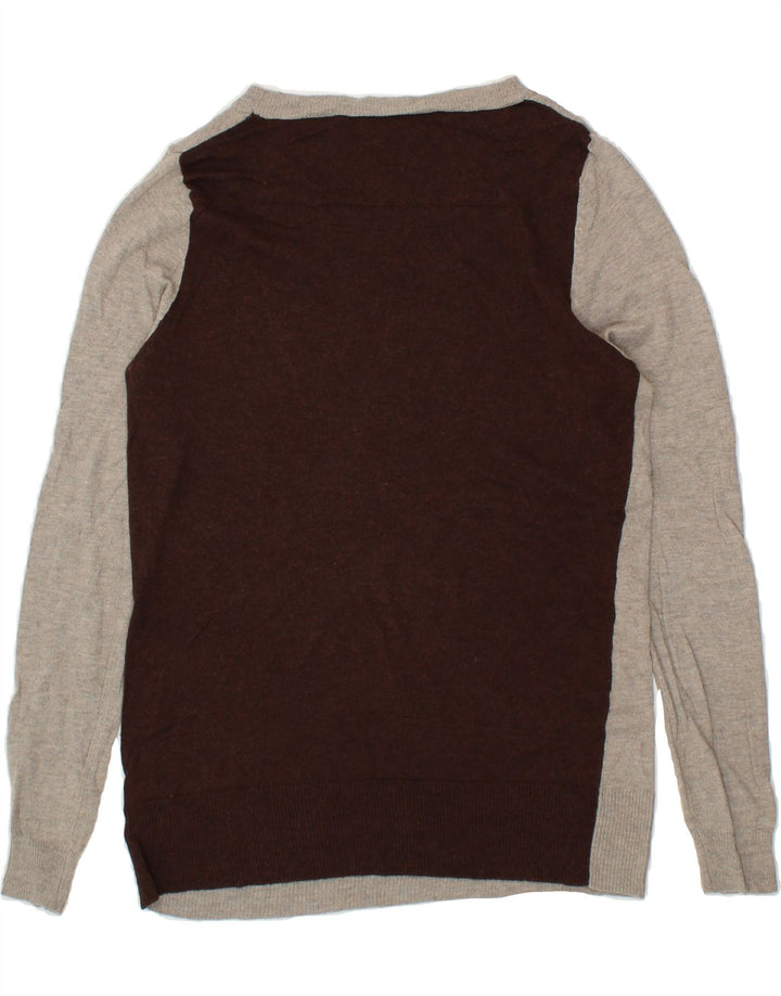 MOSSIMO Womens Boat Neck Jumper Sweater UK 12 Medium Grey Colourblock Vintage Mossimo and Second-Hand Mossimo from Messina Hembry 