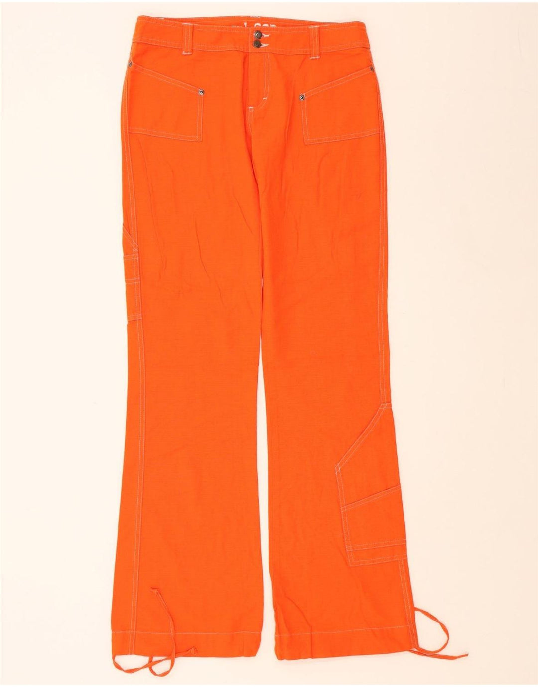 VINTAGE Womens Bootcut Cargo Trousers UK 14 Medium W32 L33 Orange Cotton Vintage Vintage and Second-Hand Vintage from Messina Hembry 