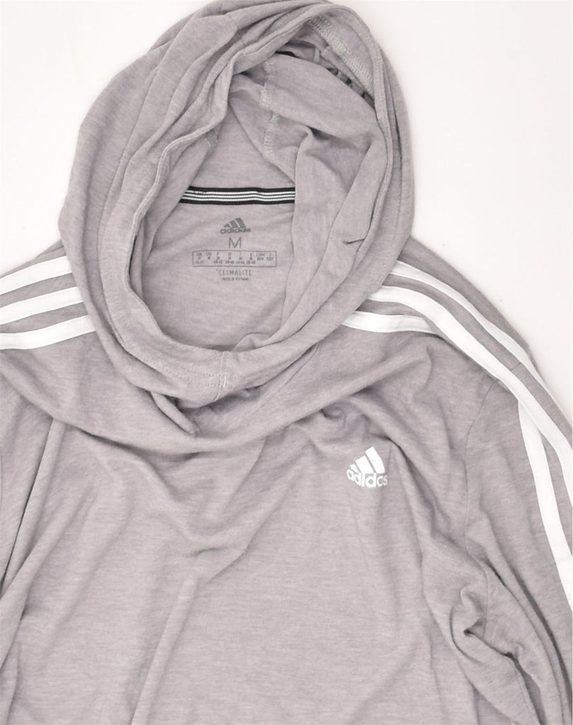 ADIDAS Womens Hooded Top Long Sleeve UK 14 Medium Grey Cotton | Vintage Adidas | Thrift | Second-Hand Adidas | Used Clothing | Messina Hembry 