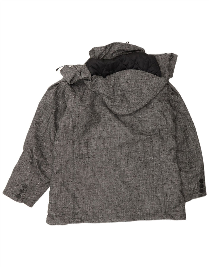 The North Face Womens Hooded Bomber Jacket UK 16 Large Grey Herringbone