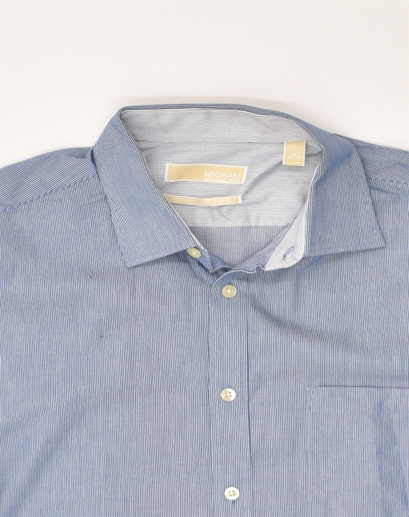 MICHAEL KORS Mens Shirt Size 16 Large Blue Pinstripe Cotton | Vintage Michael Kors | Thrift | Second-Hand Michael Kors | Used Clothing | Messina Hembry 