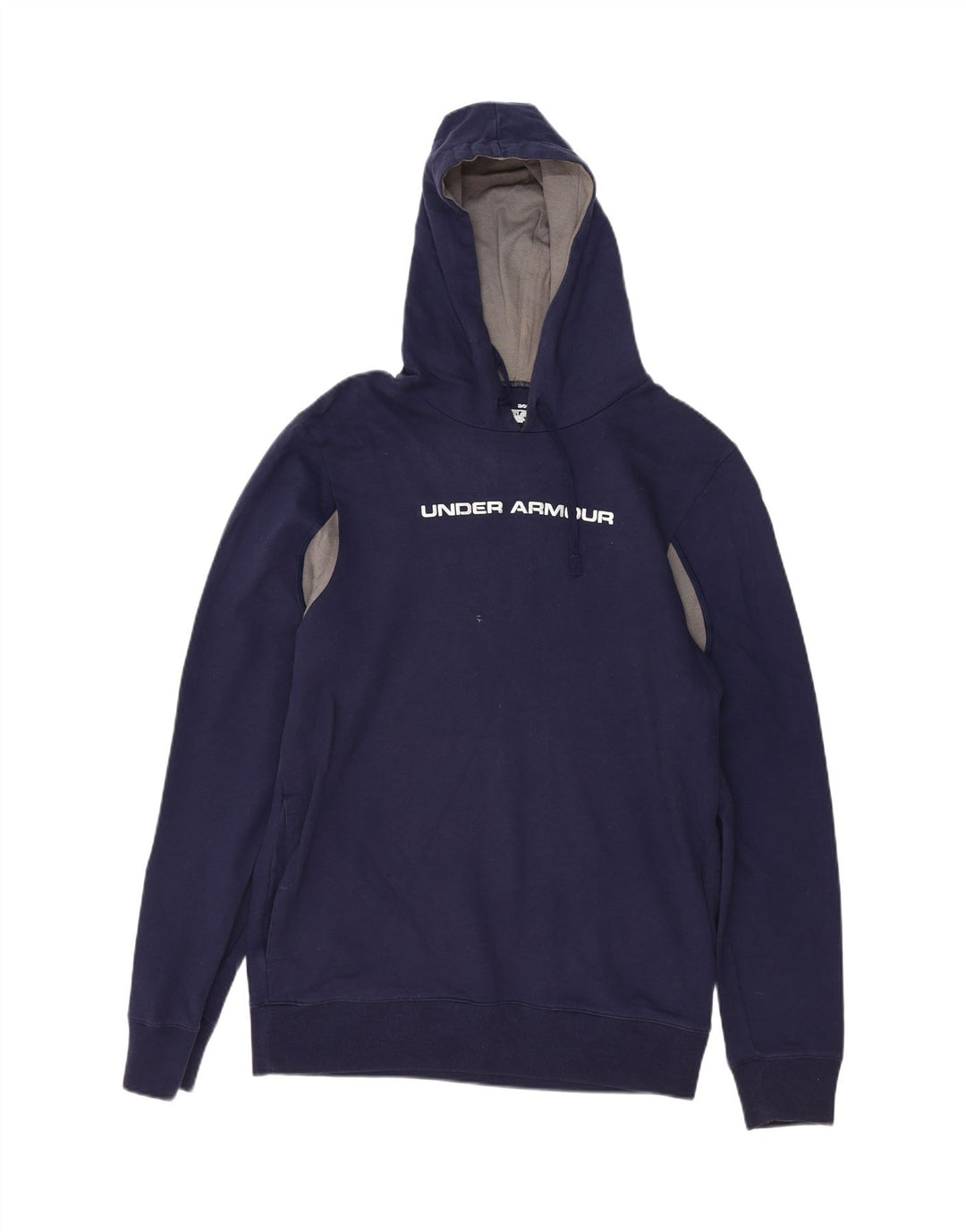 UNDER ARMOUR Mens Graphic Hoodie Jumper Medium Navy Blue Colourblock