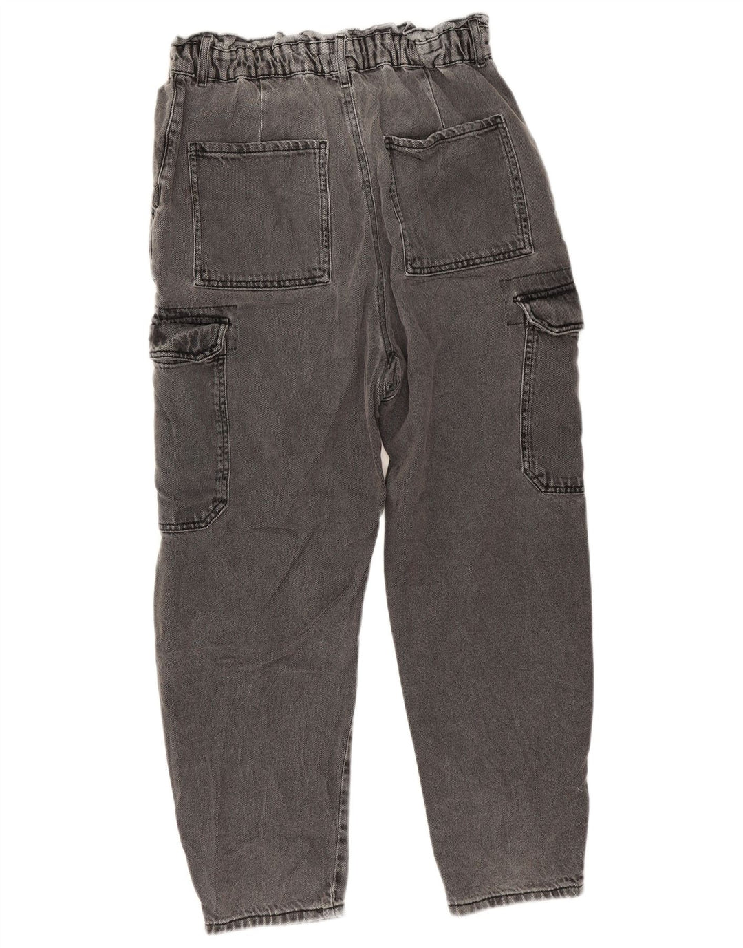 Zara Womens Crop Cargo Loose Jeans EU 40 Medium W32 L25 Grey Cotton