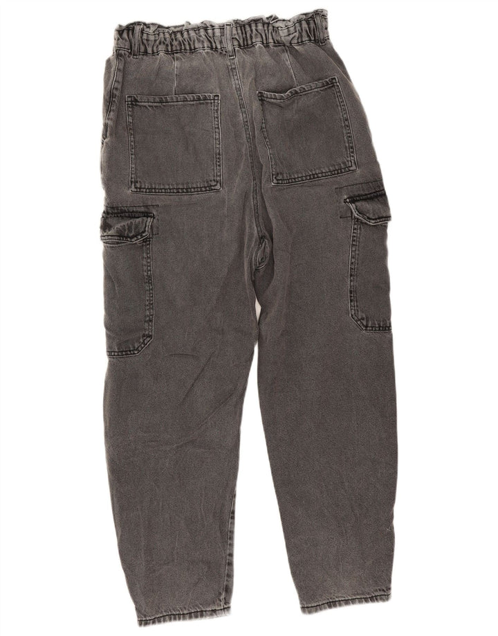 Zara Womens Crop Cargo Loose Jeans EU 40 Medium W32 L25 Grey Cotton