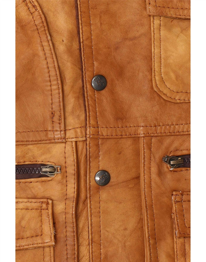 Vintage Mens Leather Utility Jacket UK 38 Medium Brown