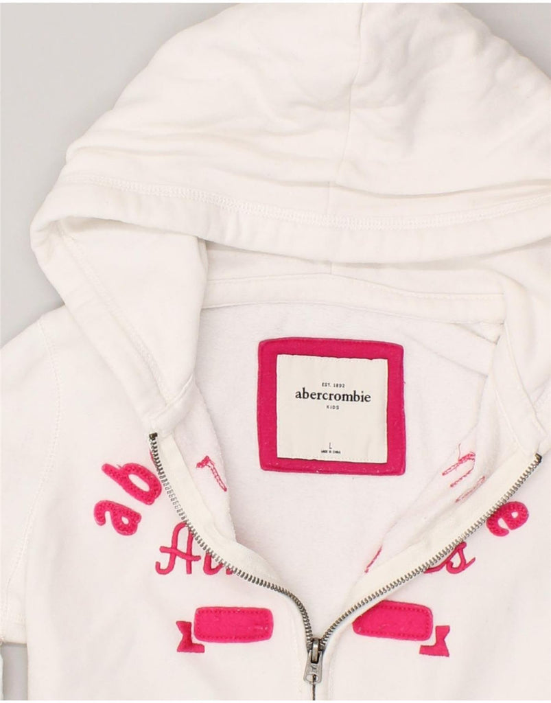 ABERCROMBIE & FITCH Girls Zip Hoodie Sweater 12-13 Years Large White | Vintage Abercrombie & Fitch | Thrift | Second-Hand Abercrombie & Fitch | Used Clothing | Messina Hembry 