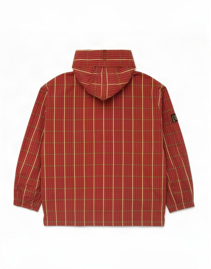 Ellesse Womens Hooded Oversized Windbreaker Jacket UK 16 Large Red Check
