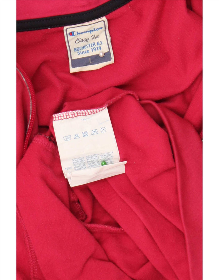 Champion Womens Easy Fit Tracksuit Top Jacket UK 14 Large Pink Polyester