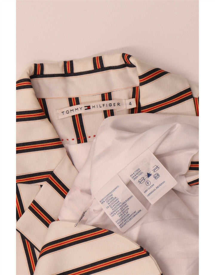 Tommy Hilfiger Womens 2 Button Blazer Jacket US 4 Small White Striped