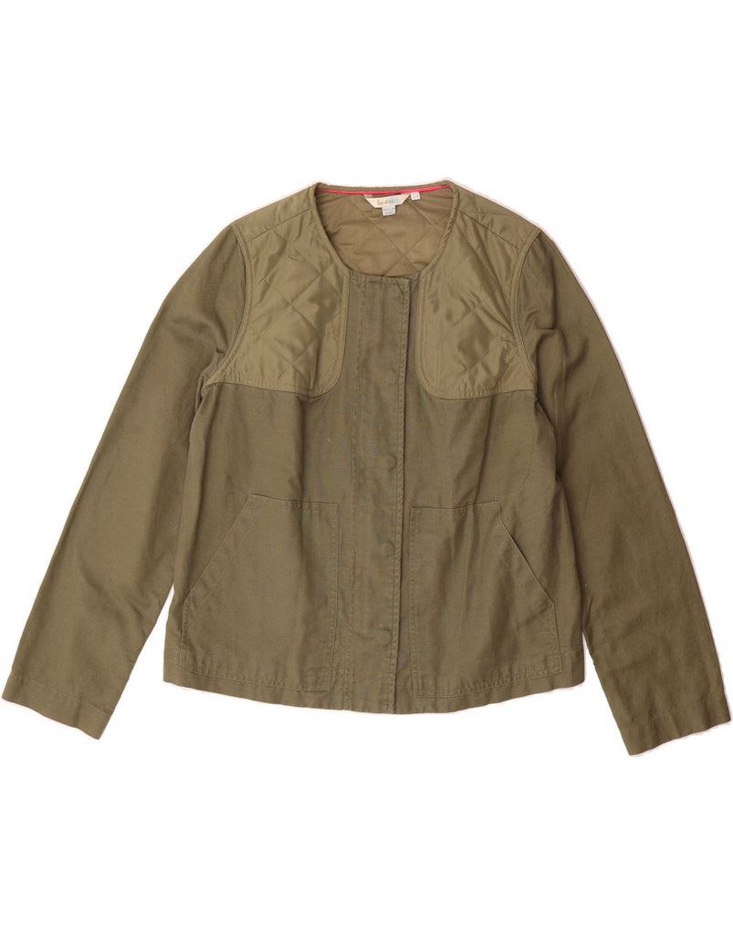 BODEN Womens Bomber Jacket UK 14 Medium  Khaki Linen Vintage Boden and Second-Hand Boden from Messina Hembry 