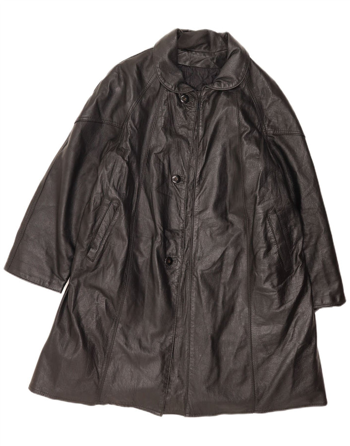 Vintage Womens Leather Coat UK 14 Large Black