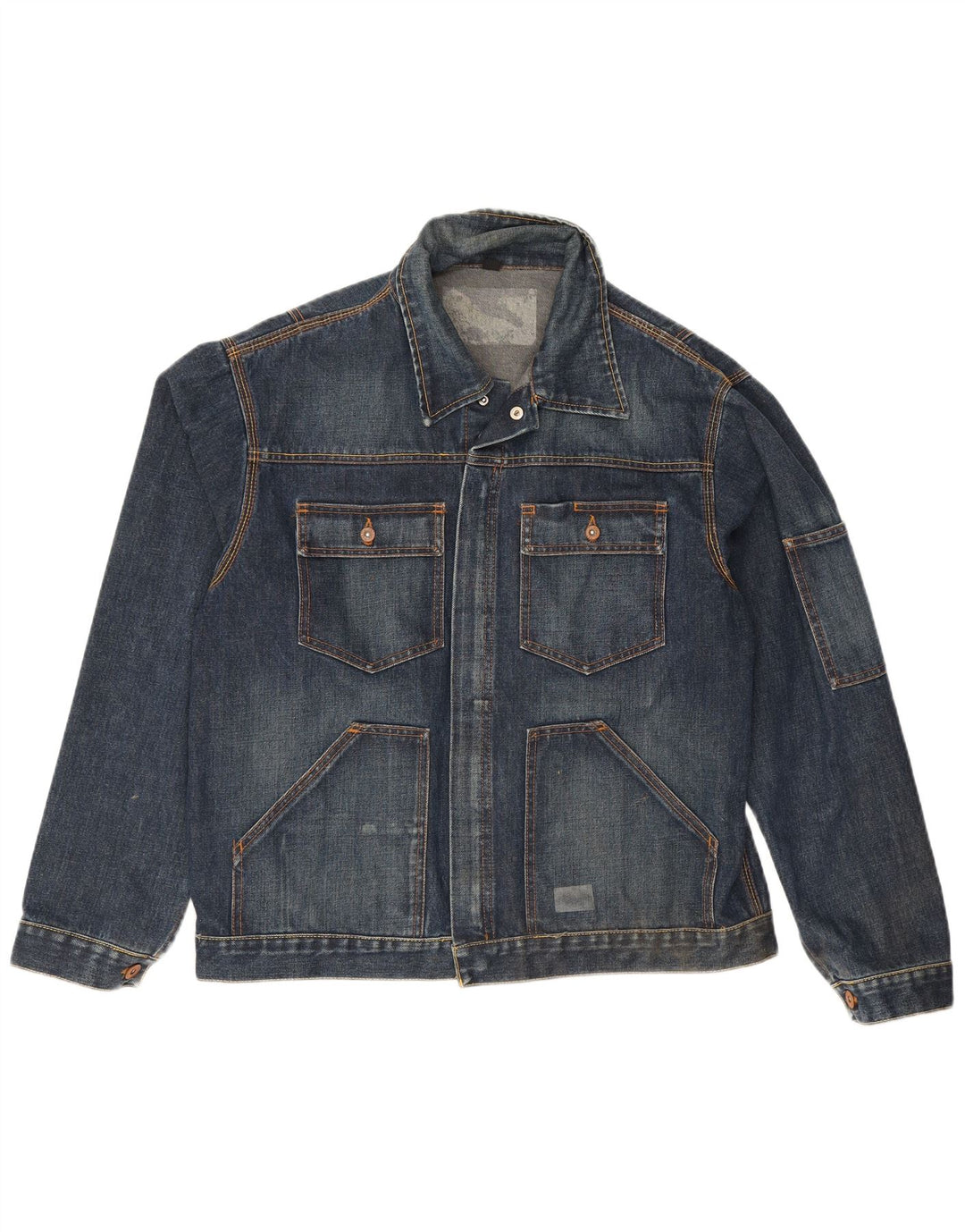 Meltin' Pot Mens Denim Jacket UK 40 Large Navy Blue Cotton