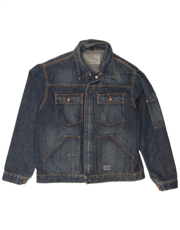 Meltin' Pot Mens Denim Jacket UK 40 Large Navy Blue Cotton