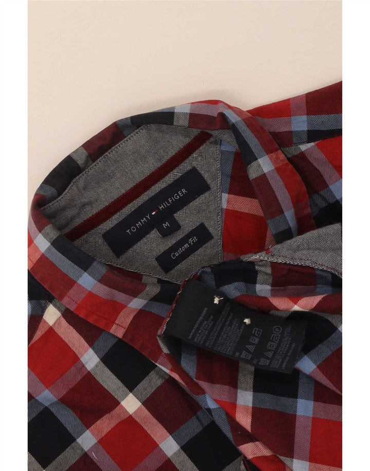 Tommy Hilfiger Mens Custom Fit Shirt Medium Red Gingham Cotton