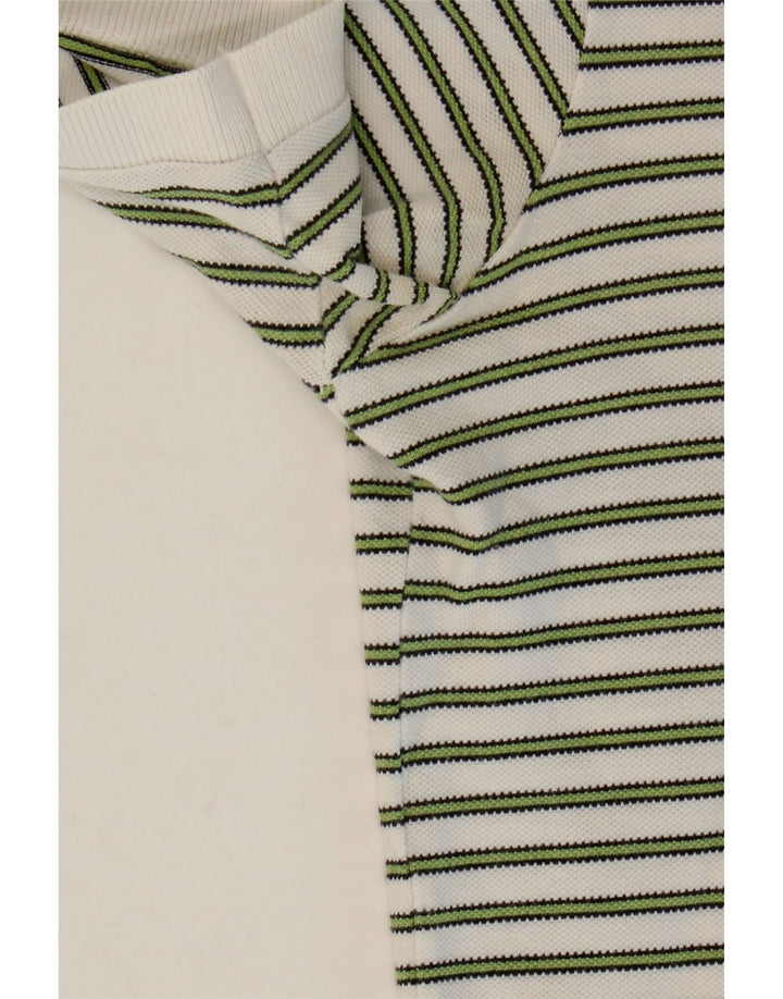 FRED PERRY Mens Polo Shirt Small White Striped Cotton
