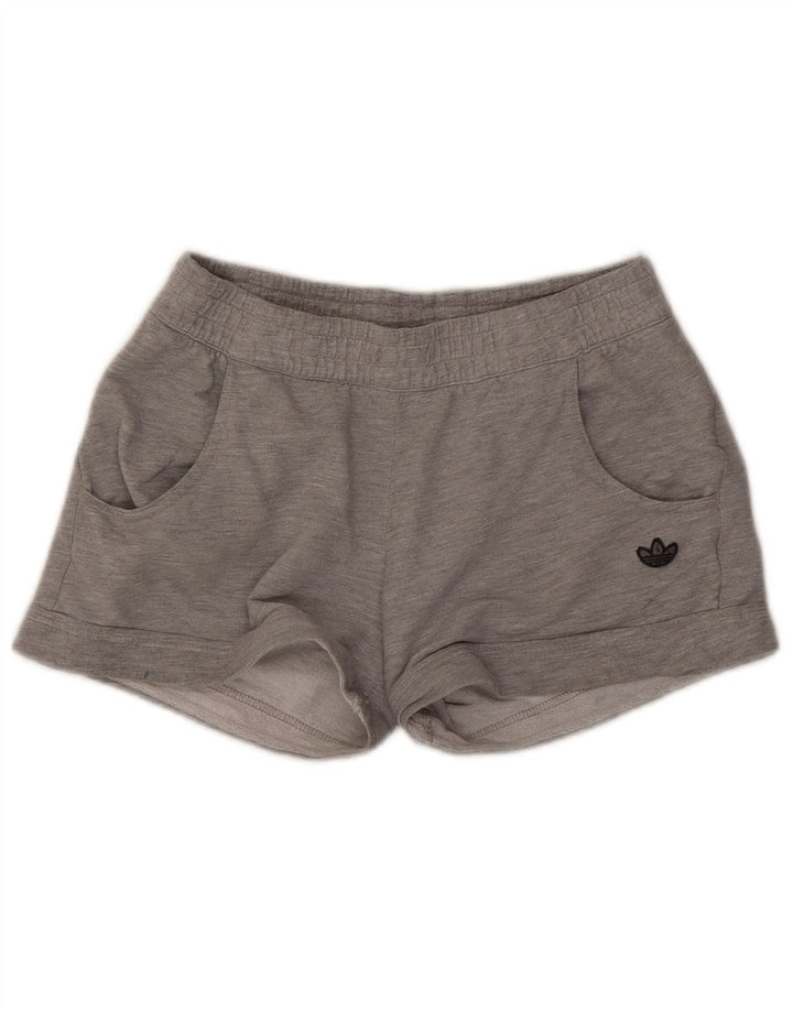 Adidas Womens Sport Shorts UK 12 Medium Grey Cotton