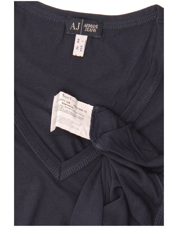 ARMANI JEANS Womens Crop T-Shirt Top IT 44 Medium Navy Blue Viscose