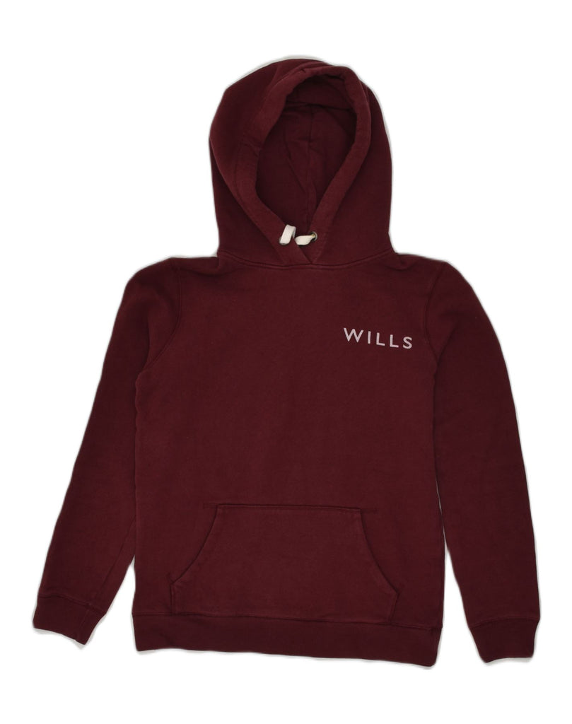 JACK WILLS Womens Graphic Hoodie Jumper UK 6 XS Maroon Cotton | Vintage Jack Wills | Thrift | Second-Hand Jack Wills | Used Clothing | Messina Hembry 