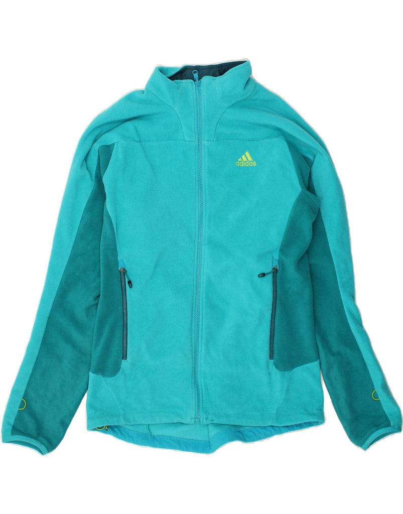 ADIDAS Womens Fleece Jacket EU 42/44 Large Turquoise Polyester | Vintage Adidas | Thrift | Second-Hand Adidas | Used Clothing | Messina Hembry 