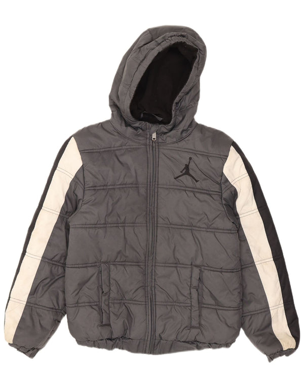 Jordan Girls Hooded Padded Jacket 10-11 Years Medium Grey Colourblock Nylon