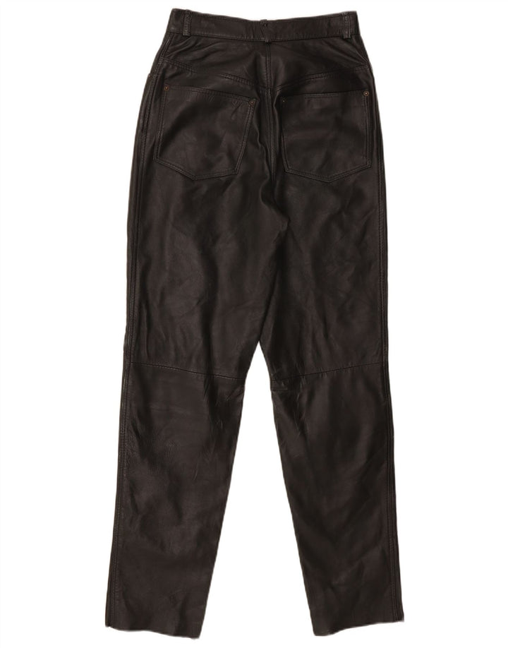 Conbipel Mens High Waist Leather Trousers W26 L29 Black Leather