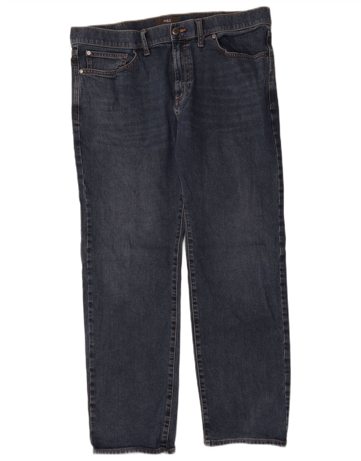 Marks & Spencer Mens Straight Jeans W36 L29 Navy Blue Cotton