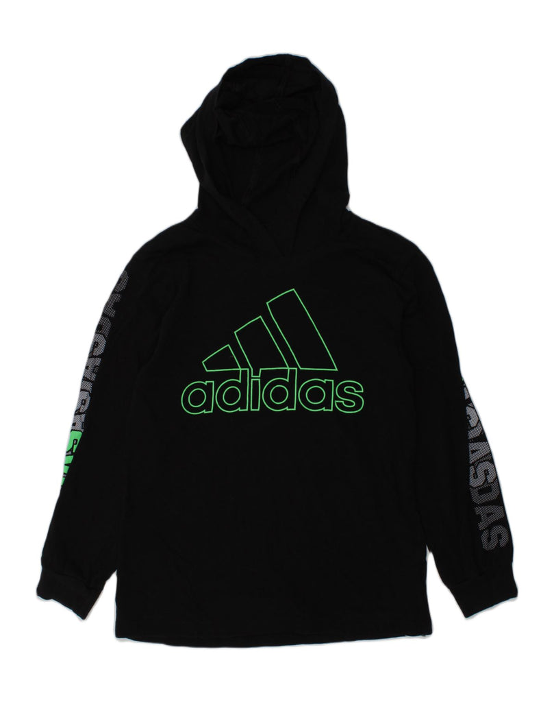 ADIDAS Boys Graphic Hoodie Jumper 6-7 Years Black Cotton | Vintage Adidas | Thrift | Second-Hand Adidas | Used Clothing | Messina Hembry 