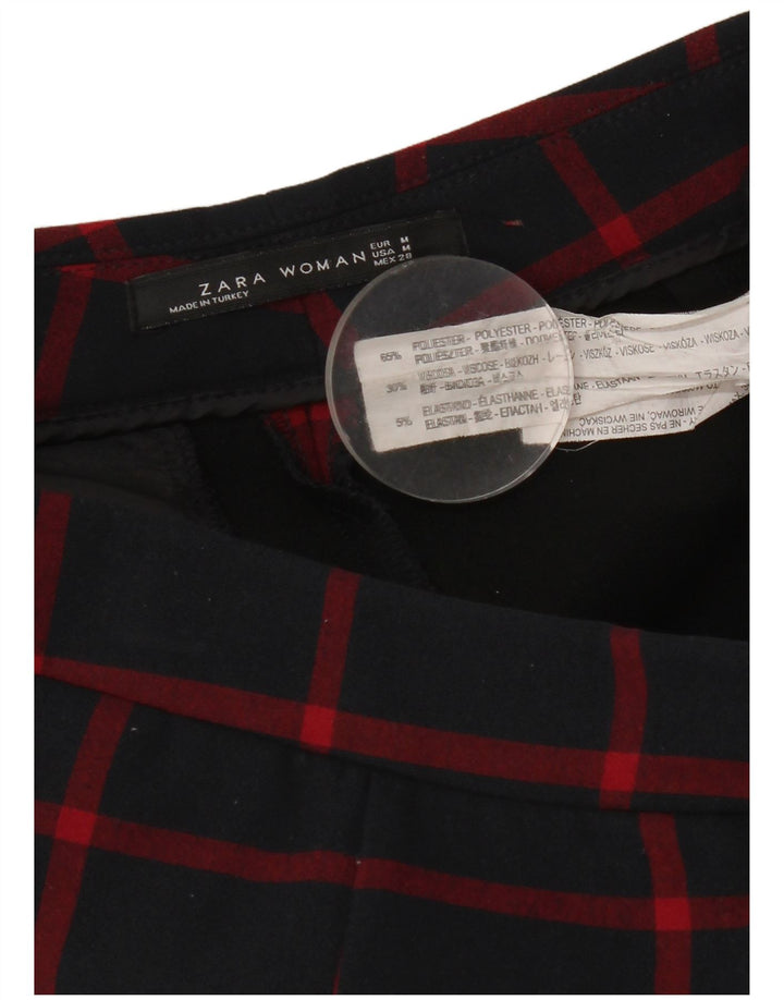 Zara Womens Skinny Chino Trousers Medium W28 L29 Navy Blue Check Polyester