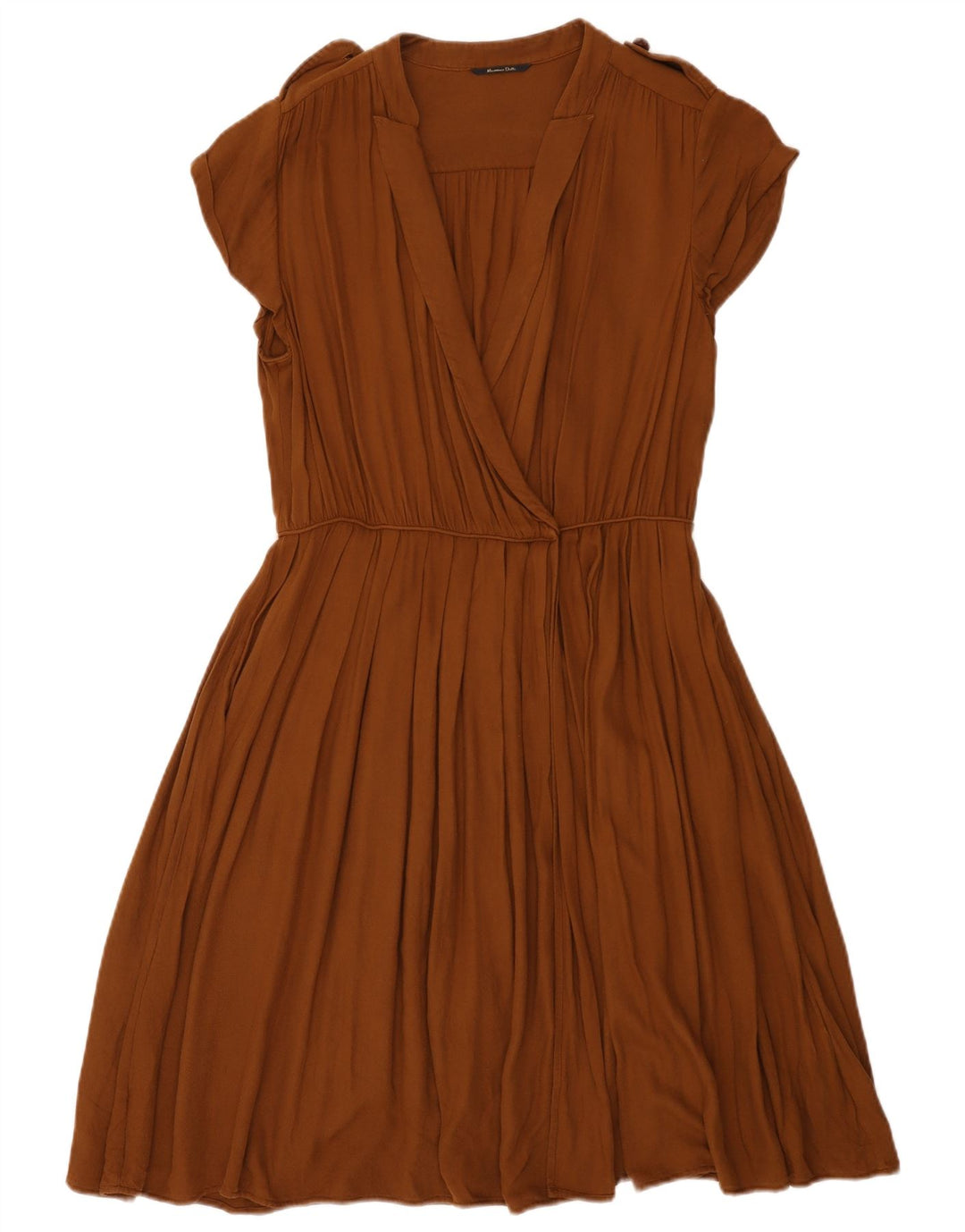 Massimo Dutti Womens Wrap Dress EU 42 Large Brown Viscose