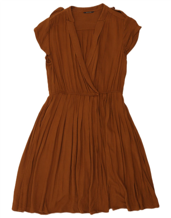 Massimo Dutti Womens Wrap Dress EU 42 Large Brown Viscose
