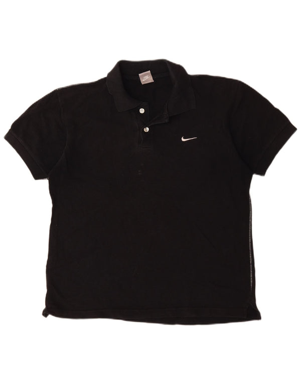 Nike Womens Polo Shirt UK 10/12 Medium Black Cotton