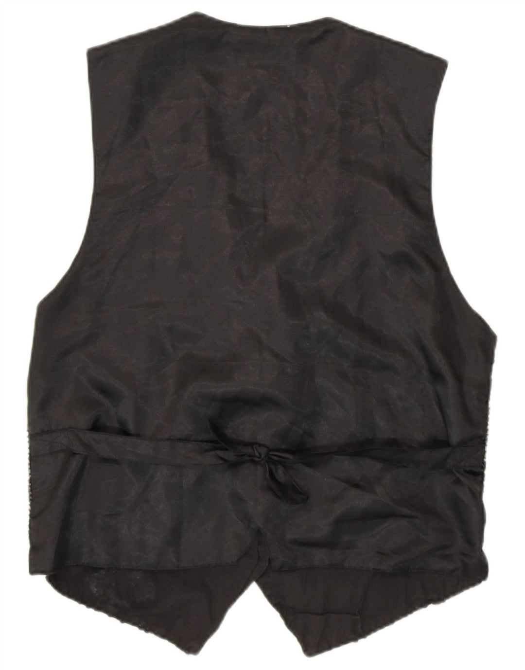 VINTAGE Womens Sequin Waistcoat UK 14 Medium Black Cotton 80s